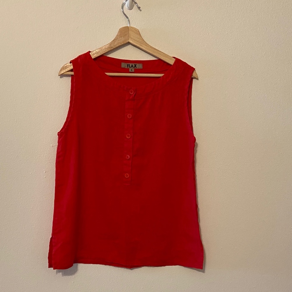 Flax New Red Buttoned Tank Top